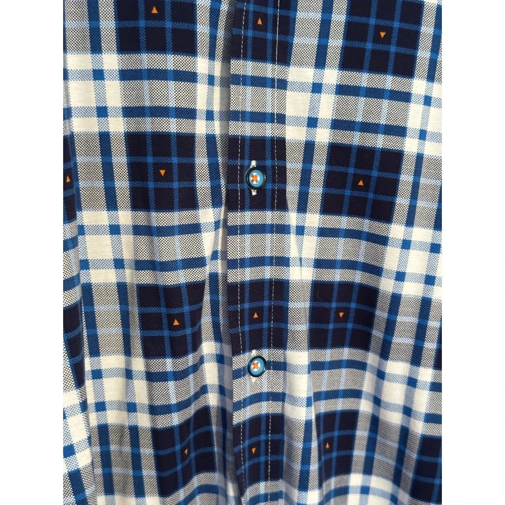 Butter Cloth Mens 2XL Blue White Plaid Long Sleeve Button Down Cotton‎ Shirt